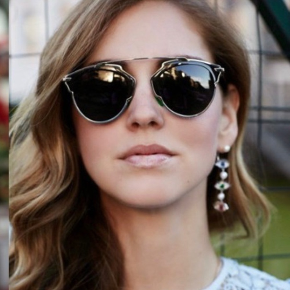 Dior Elegant Black and Silver Sunglasses